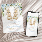 Bunny twins baby shower einladung