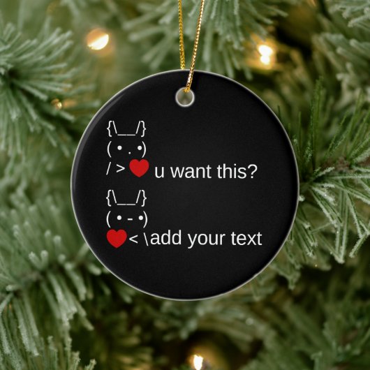 Bunny u gewollt? / Angepasste ASCII-Textkunst Keramik Ornament (Baum)