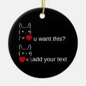 Bunny u gewollt? / Angepasste ASCII-Textkunst Keramik Ornament (Vorne)
