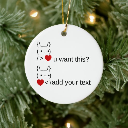 Bunny u gewollt? / Angepasste ASCII-Textkunst Keramik Ornament (Baum)