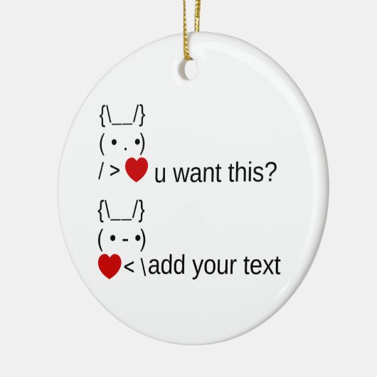 Bunny u gewollt? / Angepasste ASCII-Textkunst Keramik Ornament (Links)