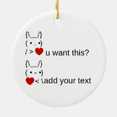 Bunny u gewollt? / Angepasste ASCII-Textkunst Keramik Ornament (Hinten)