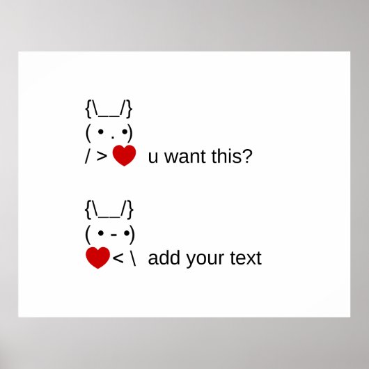 Bunny u gewollt? / Angepasste ASCII-Textkunst Poster (Vorne)