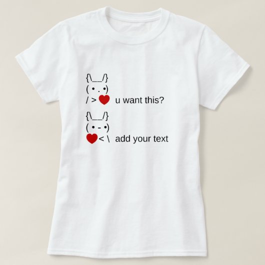 Bunny u gewollt? / Angepasste ASCII-Textkunst T-Shirt (Design vorne)