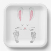 Bunny und Baby Footprints Pappteller (Vorderseite)