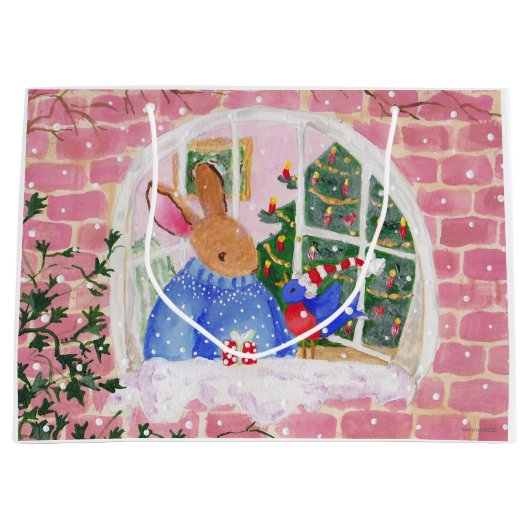 Bunny und Bird-Geschenktasche Große Geschenktüte (Vorderseite)