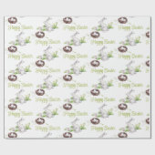 Bunny und Bird Nest Frohes Ostern Geschenkpapier (Flach)