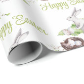 Bunny und Bird Nest Frohes Ostern Geschenkpapier (Rolleneckpunkt)