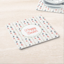 Bunny und Eggs beige Rechteckiger Pappuntersetzer