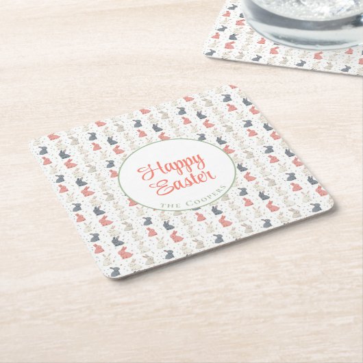 Bunny und Eggs beige Rechteckiger Pappuntersetzer (angewinkelt)