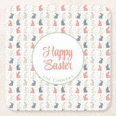 Bunny und Eggs beige Rechteckiger Pappuntersetzer (Vorderseite)