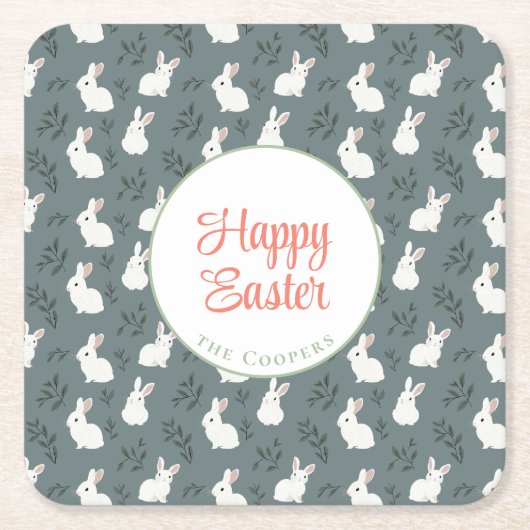 Bunny und Eier Blumengrau Rechteckiger Pappuntersetzer (Vorderseite)