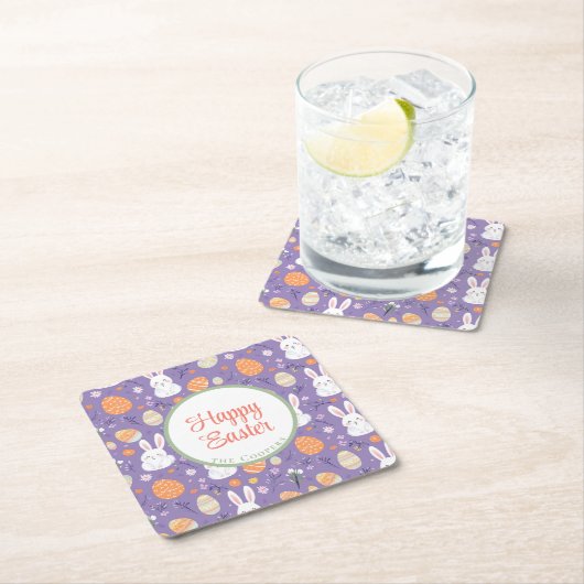 Bunny und Eier Blüte Rechteckiger Pappuntersetzer (Vor Ort)