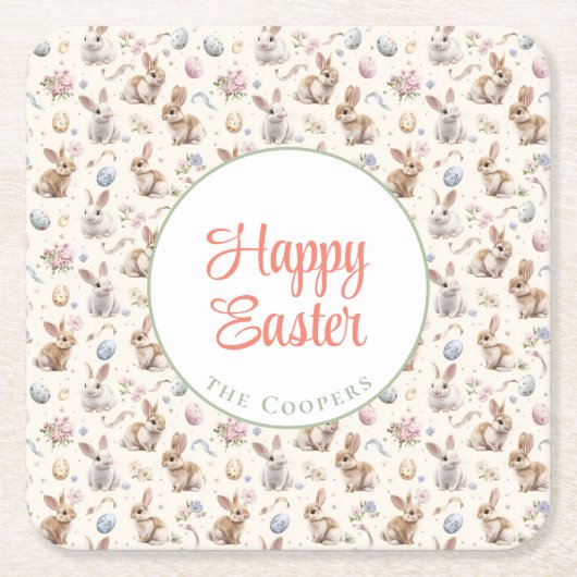 Bunny und Eier Blüte Rechteckiger Pappuntersetzer (Vorderseite)