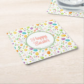 Bunny und Eier Blüte Rechteckiger Pappuntersetzer (angewinkelt)