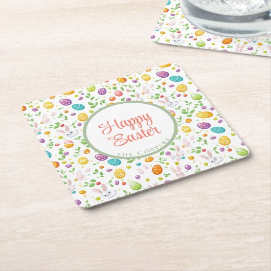 Bunny und Eier Blüte Rechteckiger Pappuntersetzer (angewinkelt)