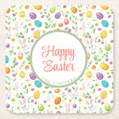 Bunny und Eier Blüte Rechteckiger Pappuntersetzer (Vorderseite)