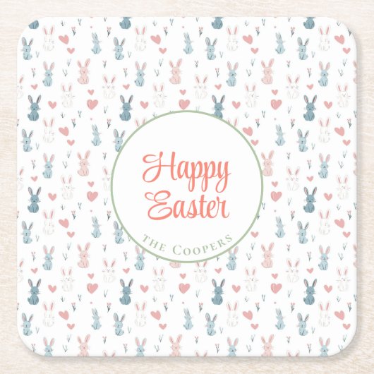 Bunny und Eier Blüte Rechteckiger Pappuntersetzer (Vorderseite)