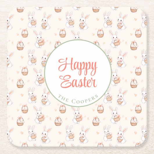 Bunny und Eier Blüte Rechteckiger Pappuntersetzer (Vorderseite)