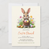 Bunny und farbenfrohe Eier Whimsical Osterbrunch B Einladung (Vorderseite)