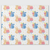 Bunny und Koala Bären auf Kinder Geburtstagsparty Geschenkpapier (Flach)