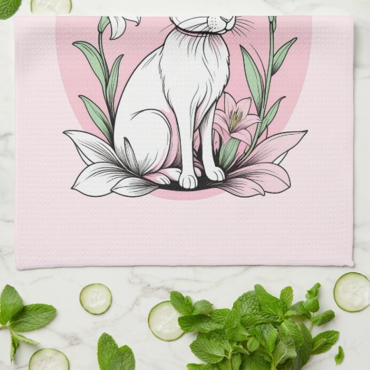 Bunny und Lilies Geschirrtuch (Gefaltet)