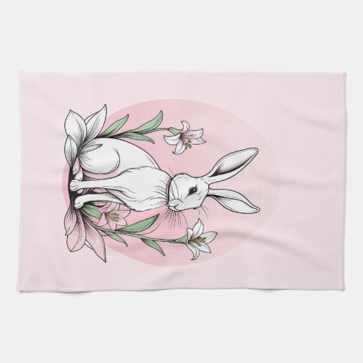 Bunny und Lilies Geschirrtuch (Horizontal)