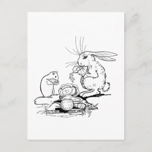 Bunny und Maus essen Veggies Postkarte