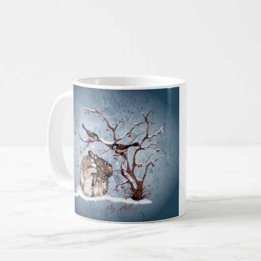 Bunny und Pesky Snow Birds Kaffeetasse (Vorderseite Links)