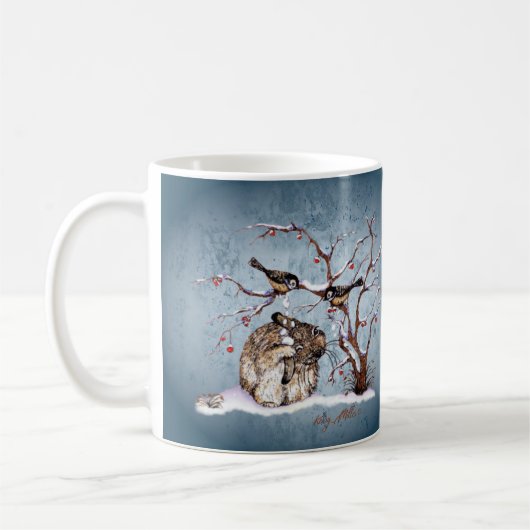 Bunny und Pesky Snow Birds Kaffeetasse (Links)
