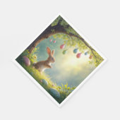 Bunny Under a Ostereier Tree Serviette (Ecke)