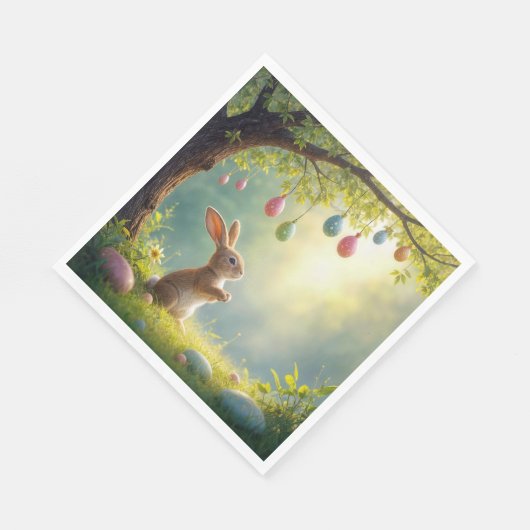 Bunny Under a Ostereier Tree Serviette (Ecke)