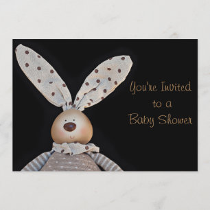 Bunny unisex Baby Dusche Einladungen auf schwarz
