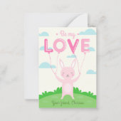 Bunny Valentinstag Card Kinder mit Liebe Ballon Mitteilungskarte (Vorderseite)