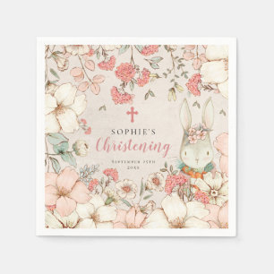 Bunny Vintage Floral Foliage Mädchen Taufkleid  Serviette