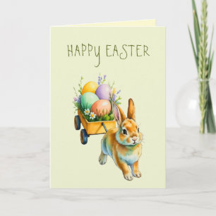 Bunny Wagon Aquarell Osterfeiertagskarte Feiertagskarte