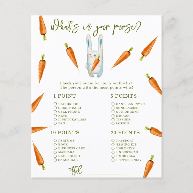 Bunny - Was in Ihrer Handtasche, Babydusche? (Vorderseite)