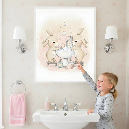 Bunny Wash Squad Kinder Badezimmer Wandkunst Poster