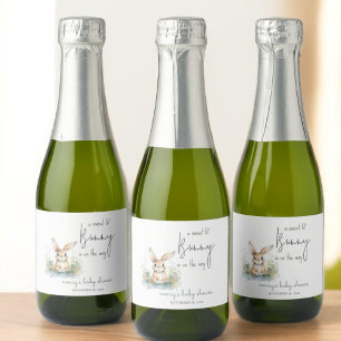 Bunny Watercolor Babydusche Schaumweinetikett