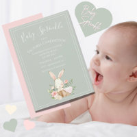 Bunny Watercolor Bloral Baby Sprinkle Dusche