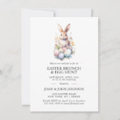 Bunny Watercolor Egg Osterbrunch & HUNT Einladung (Vorderseite)