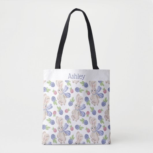 Bunny watercolor spring berry tasche (Vorderseite)