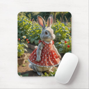 Bunny Wear a Dress in Tomato Garden Mousepad