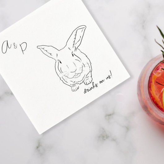 Bunny Wedding Cocktail Napkins Serviette