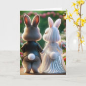 Bunny Wedding Glückwunsch Karte (Gelbe Blume)