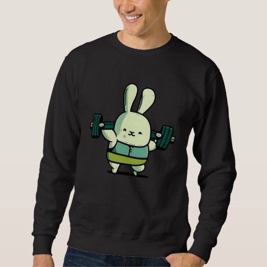 Bunny Weightlifting Bodybuilding Easter Sweatshirt (Vorderseite)