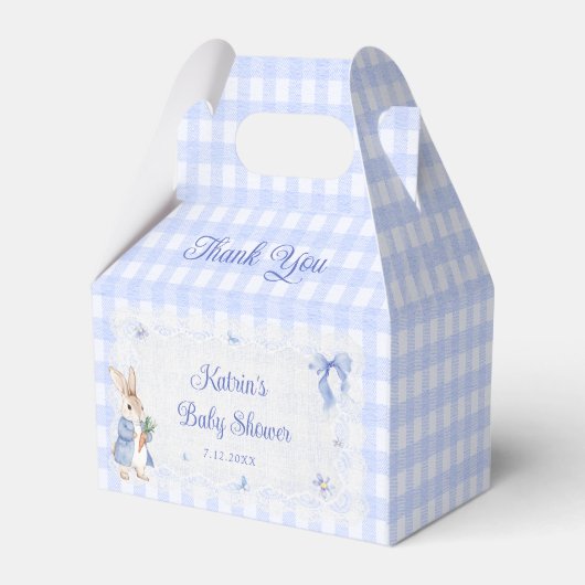 Bunny Whimsical Rabbit Blue Baby Shower Geschenkschachtel (Rückseite)