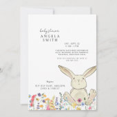 Bunny & Wildblumen farbenfrohe Babydusche Einladung (Vorderseite)