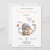 Bunny Wildflower 1st Birthday Invitation Einladung (Vorderseite)