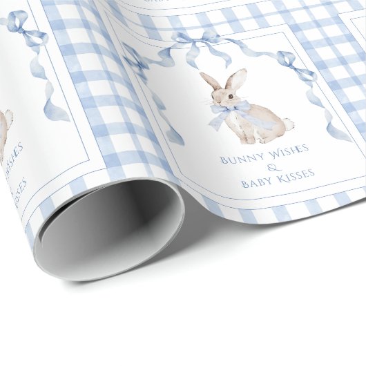 Bunny Wishes & Baby Kisses Baby Shower Geschenkpapier (Rolleneckpunkt)